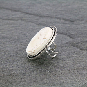 Oversized White Stone Adjustable Ring