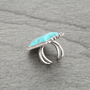 Natural Rectangular Stone Adjustable Ring