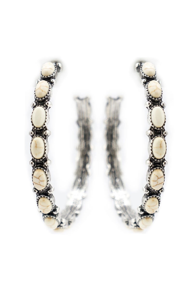 All The Hoopla Ivory Bead Earrings by Adoración Lifestyle Brand
