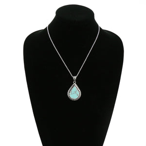 Sterling Silver Chain Necklace with Natural Stone Pendant