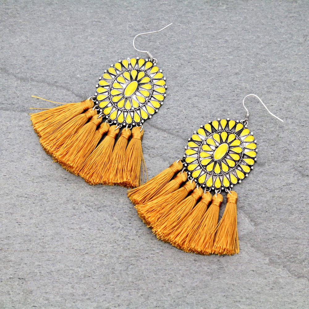 Concho Tassel Earrings
