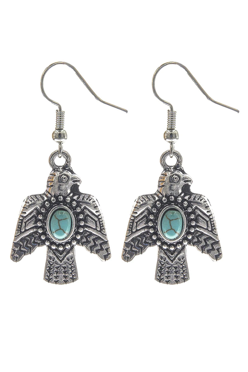 Turquoise Stone Thunderbird Earrings