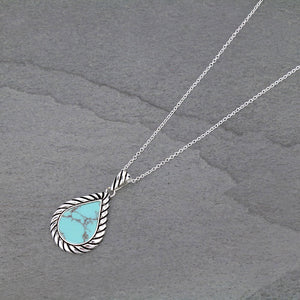 Sterling Silver Chain Necklace with Natural Stone Pendant