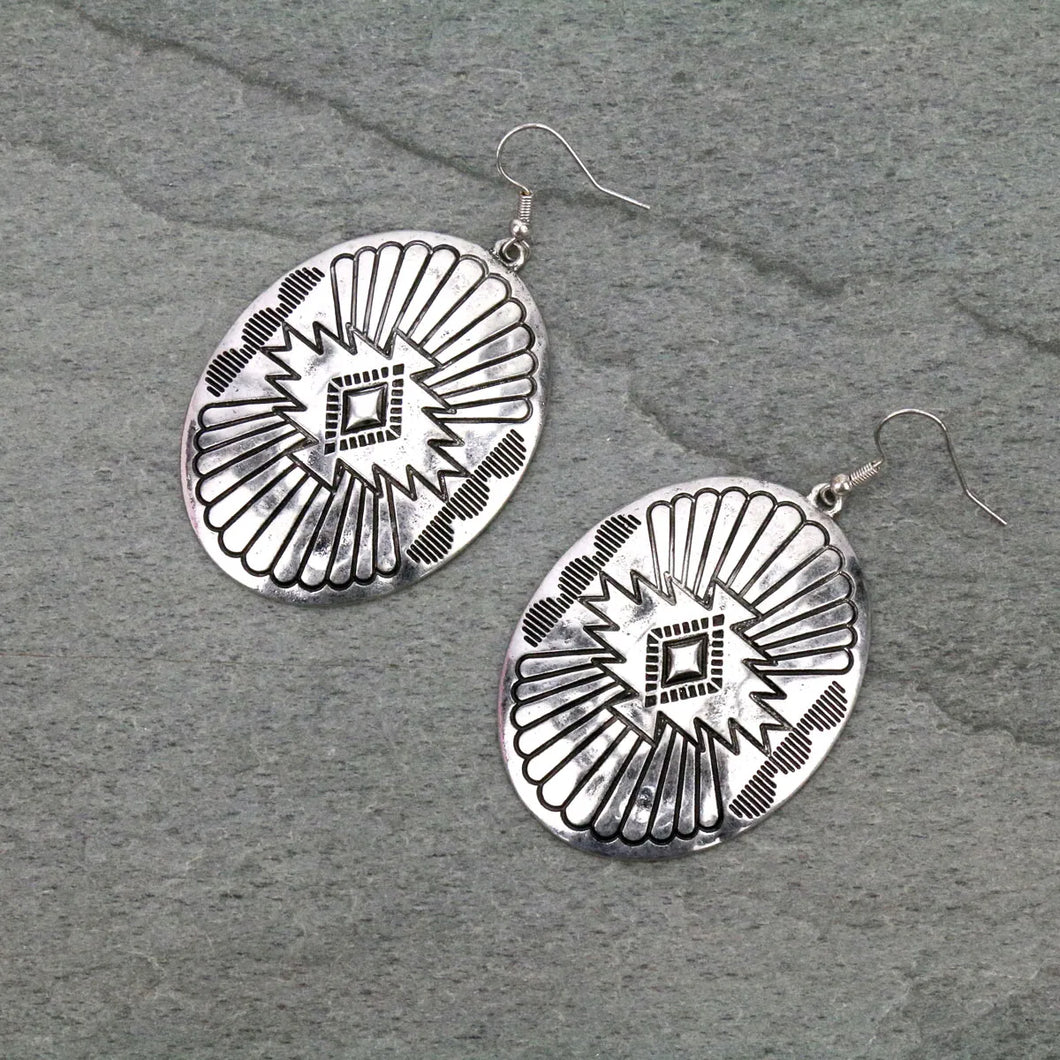Western Design Concho Texture Earrings