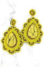 Load image into Gallery viewer, Seed Bead and Stone Scalloped Teardrop Earrings
